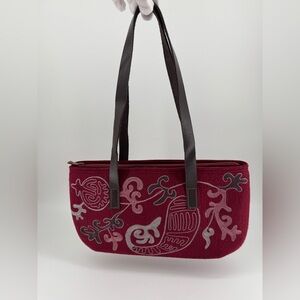 NWT Wool Bag Purse Double Strap Burgundy by Tumar